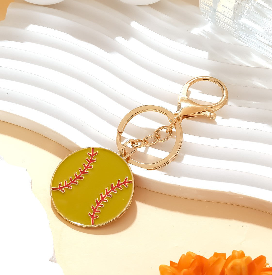 Enamel Baseball Charm Keychain - view 1