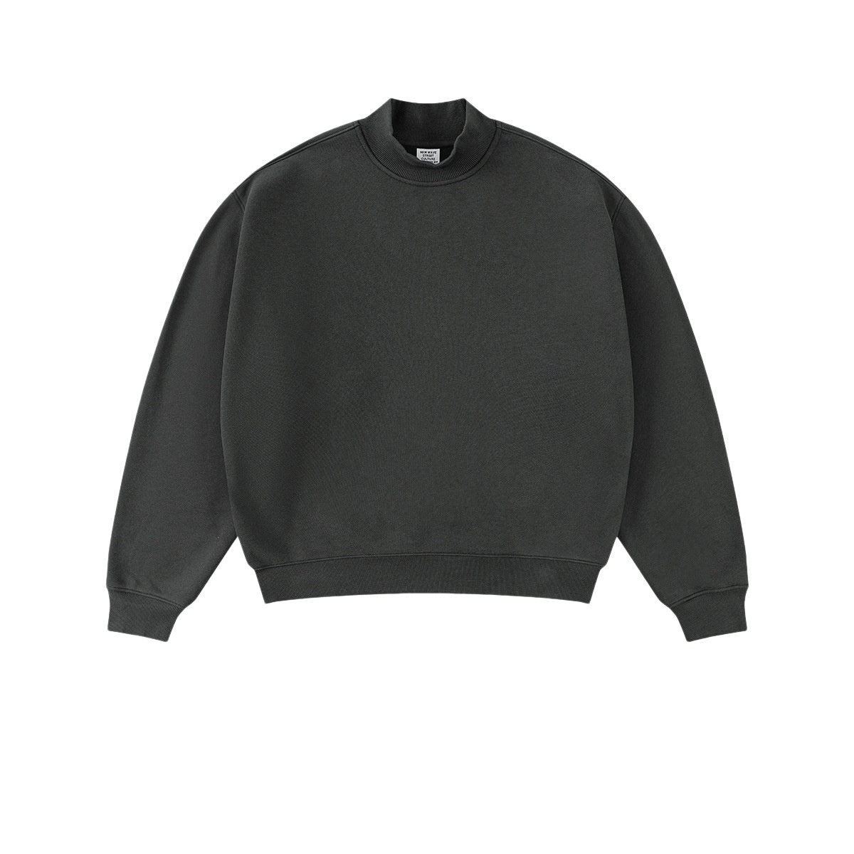 Boxy Mock Neck Heavyweight Fleece Pullover - Charcoal