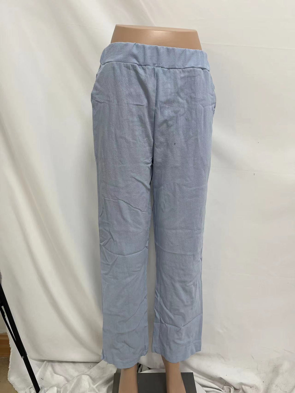 Pull On Tapered Trousers With Side Pockets - Blue