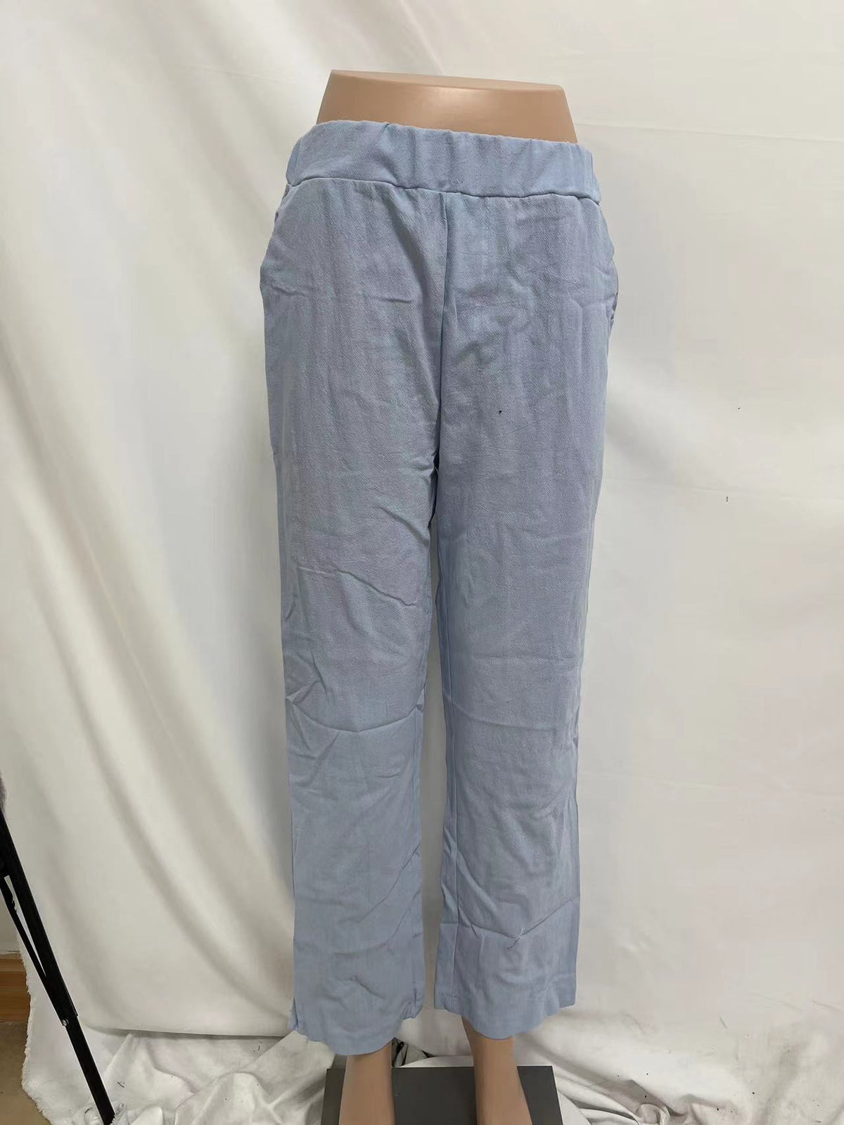 Pull On Tapered Trousers With Side Pockets - Blue