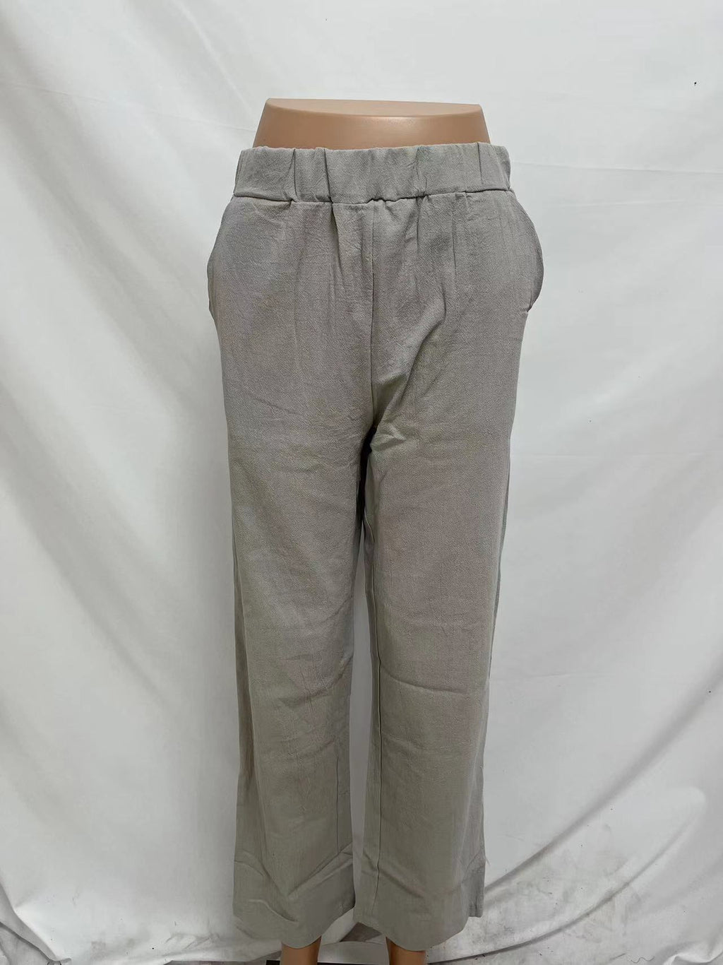 Pull On Tapered Trousers With Side Pockets - Grey