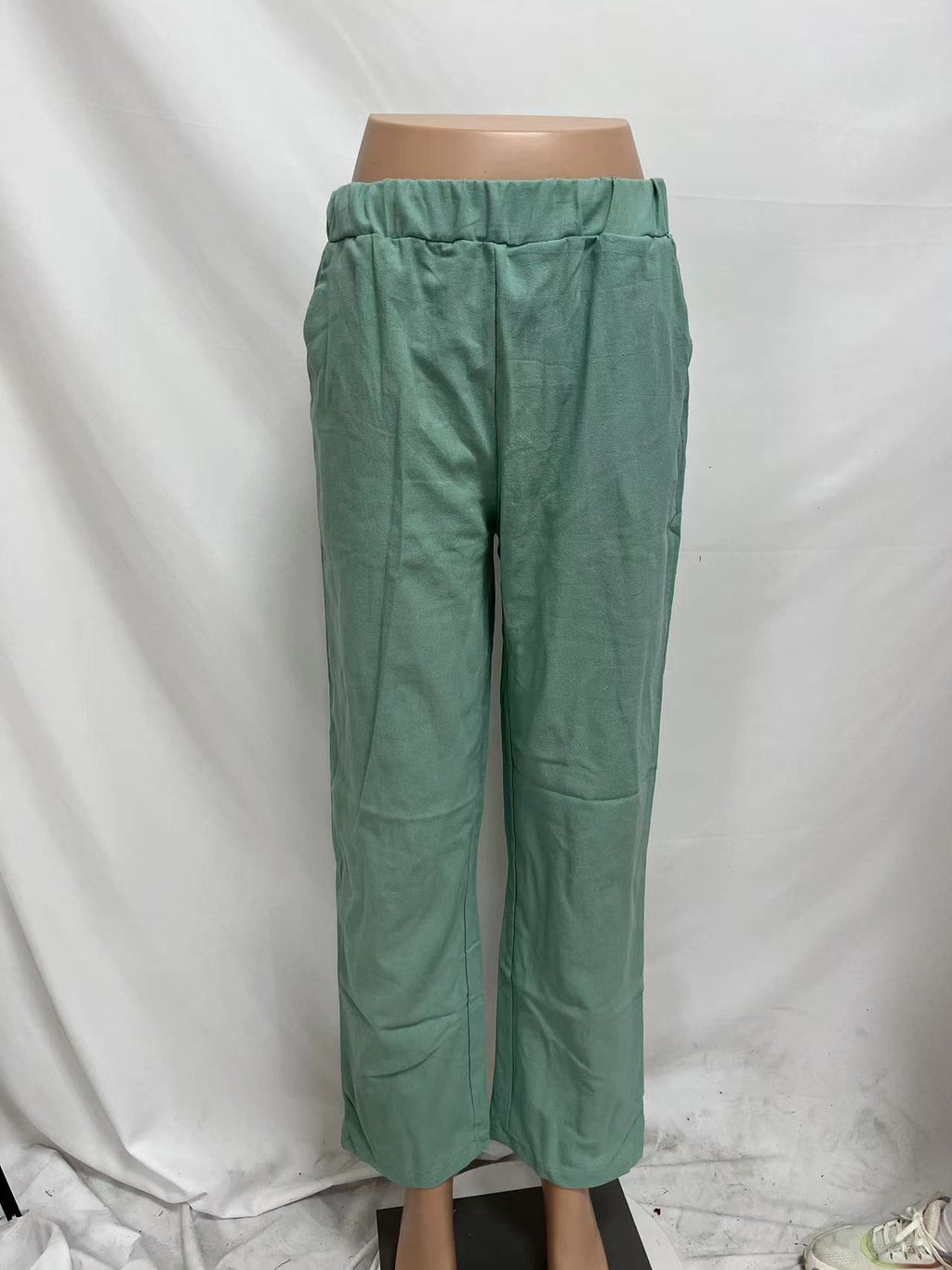 Pull On Tapered Trousers With Side Pockets - Lakeblue