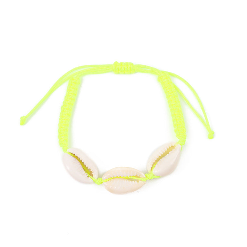 Cowrie Shell Braided Cord Adjustable Bracelet - BrightYellow