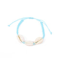 Cowrie Shell Braided Cord Adjustable Bracelet - LightBlue