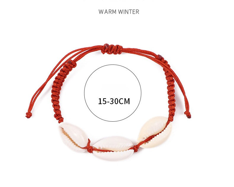 Cowrie Shell Braided Cord Adjustable Bracelet - view 2