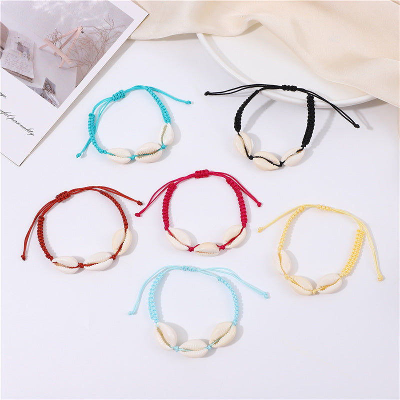 Cowrie Shell Braided Cord Adjustable Bracelet - view 3