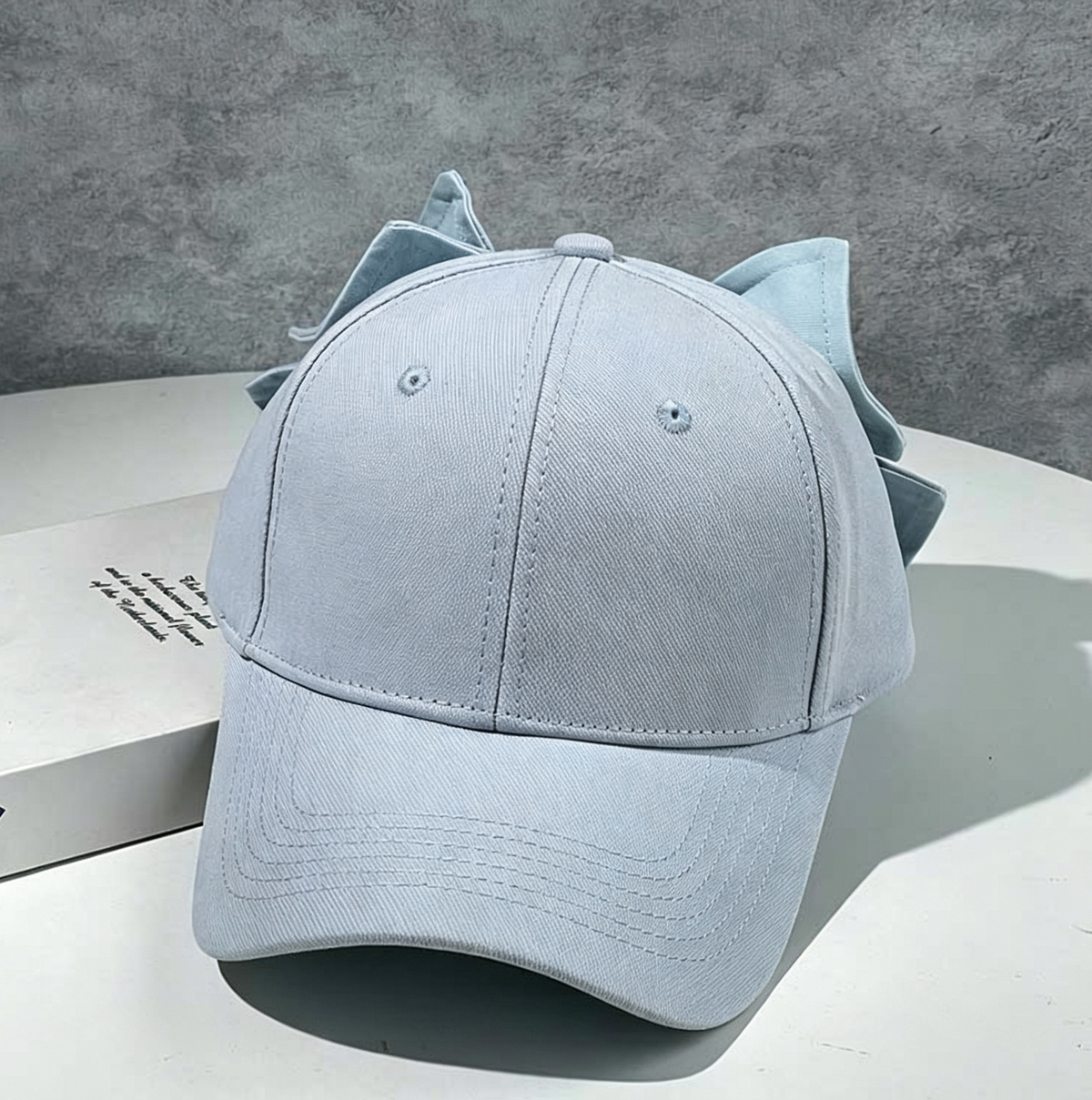 Oversized Bow Back Cotton Baseball Cap - Blue