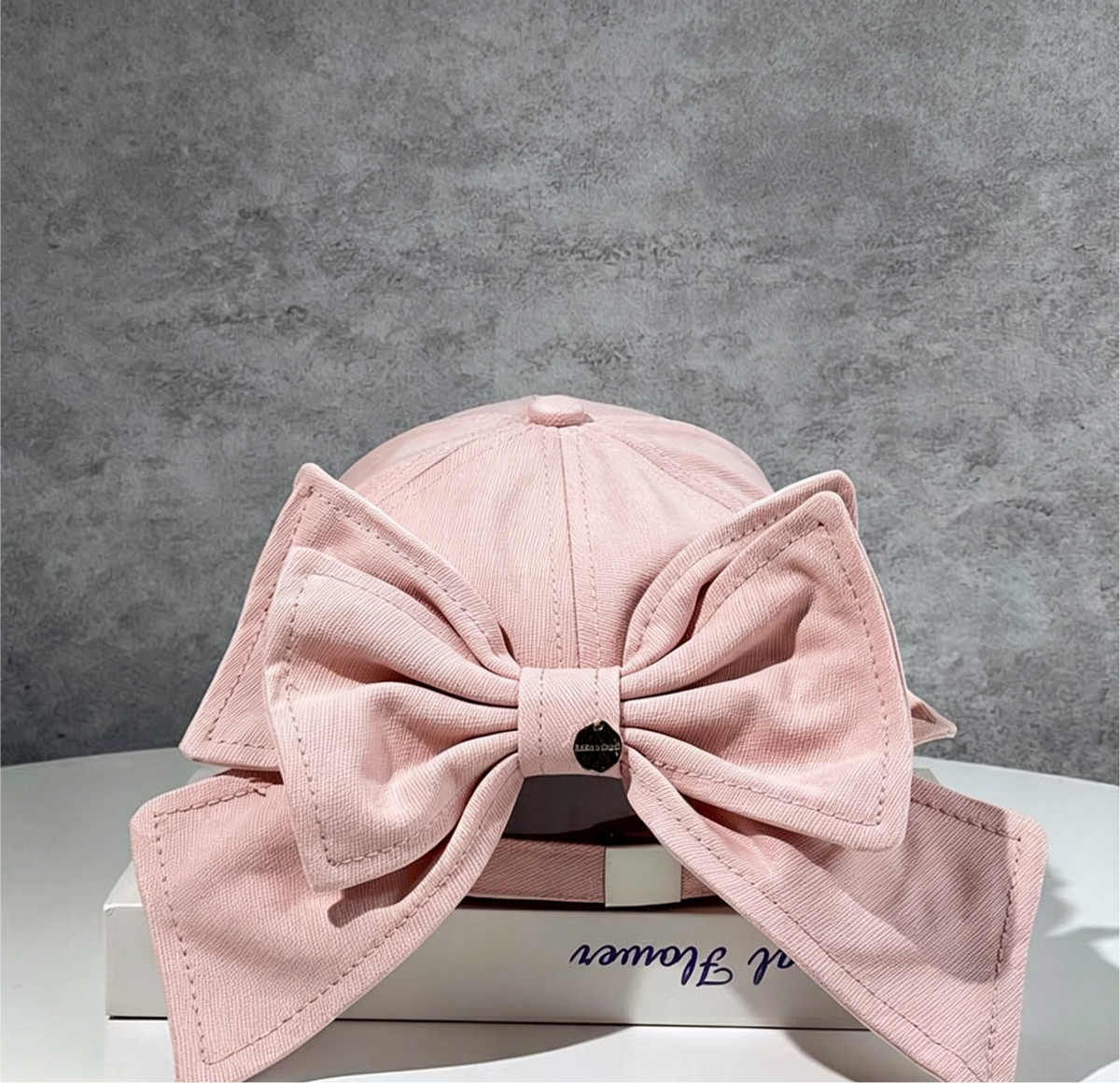 Oversized Bow Back Cotton Baseball Cap - Pink - 2