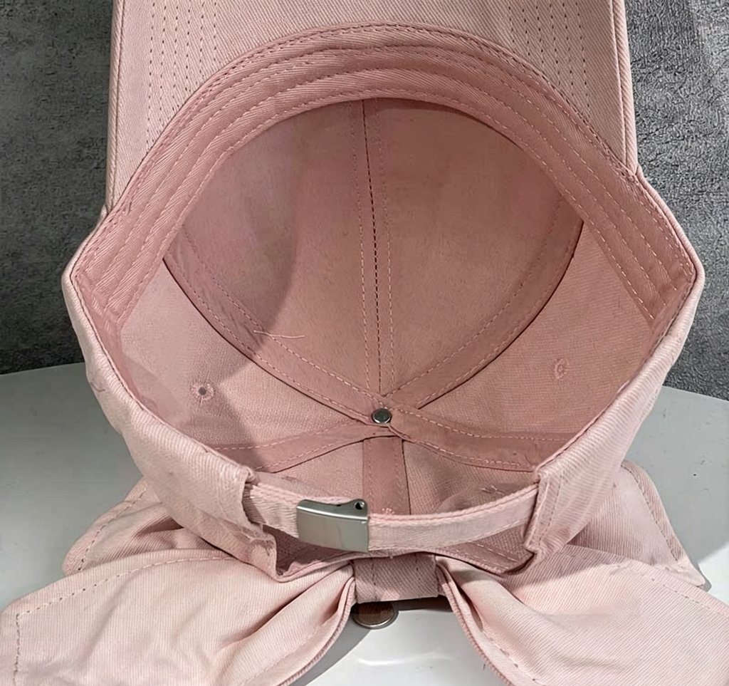 Oversized Bow Back Cotton Baseball Cap - Pink - 5