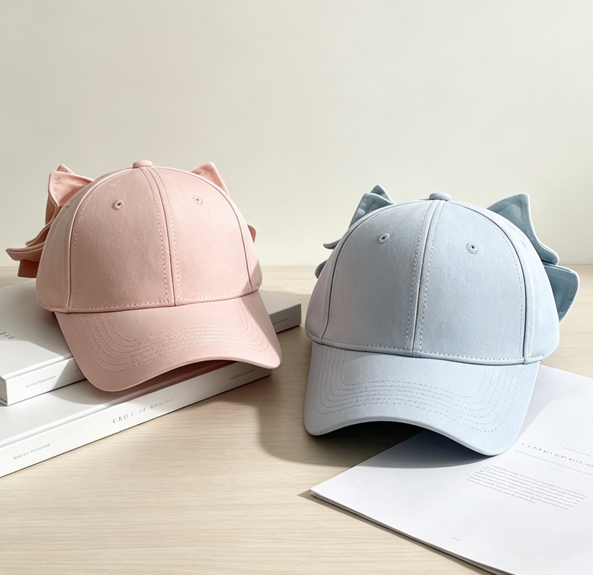 Oversized Bow Back Cotton Baseball Cap - Pink - 8