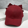 Oversized Bow Back Cotton Baseball Cap - Red