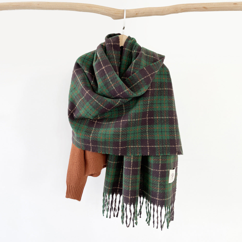Plaid Fringed Blanket Scarf Wrap - view 1