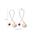 Crossed Wire Loop Pom Drop Earrings - Gold