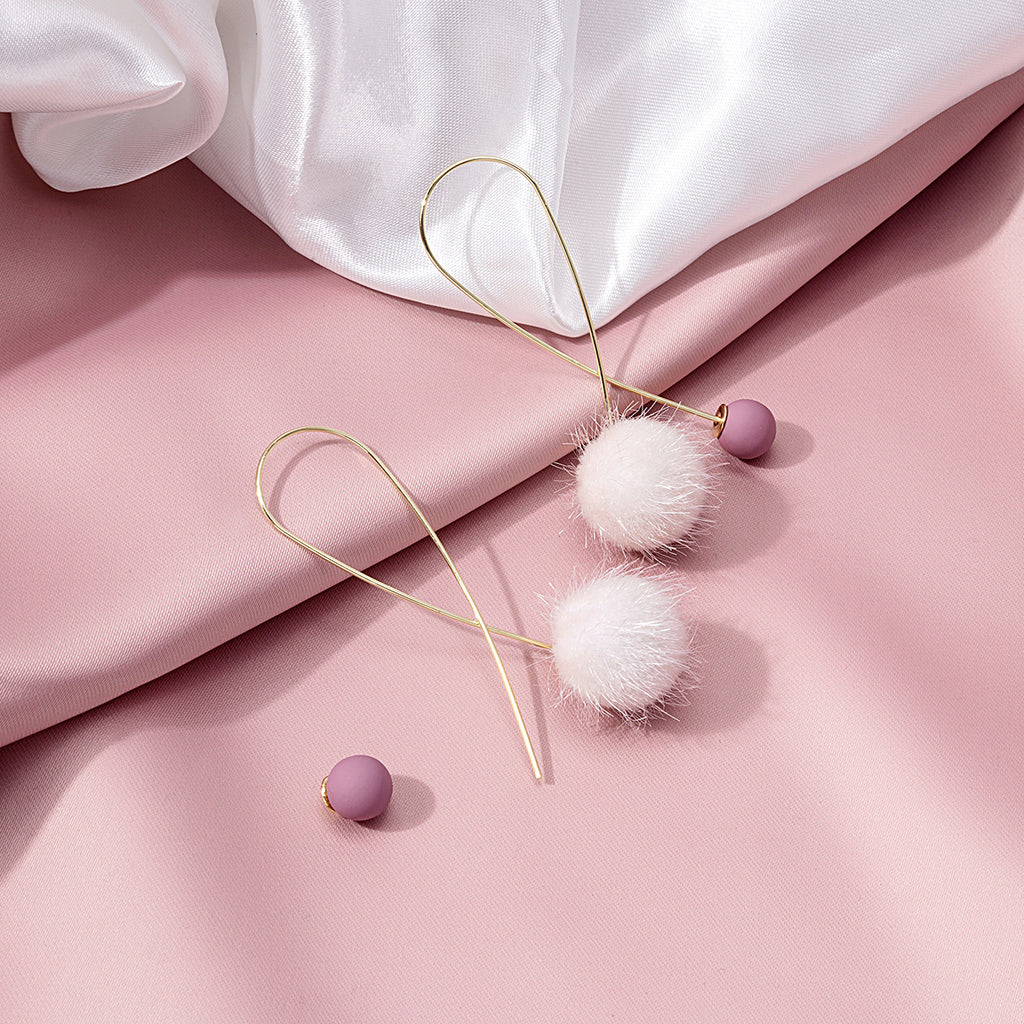 Crossed Wire Loop Pom Drop Earrings - view 1