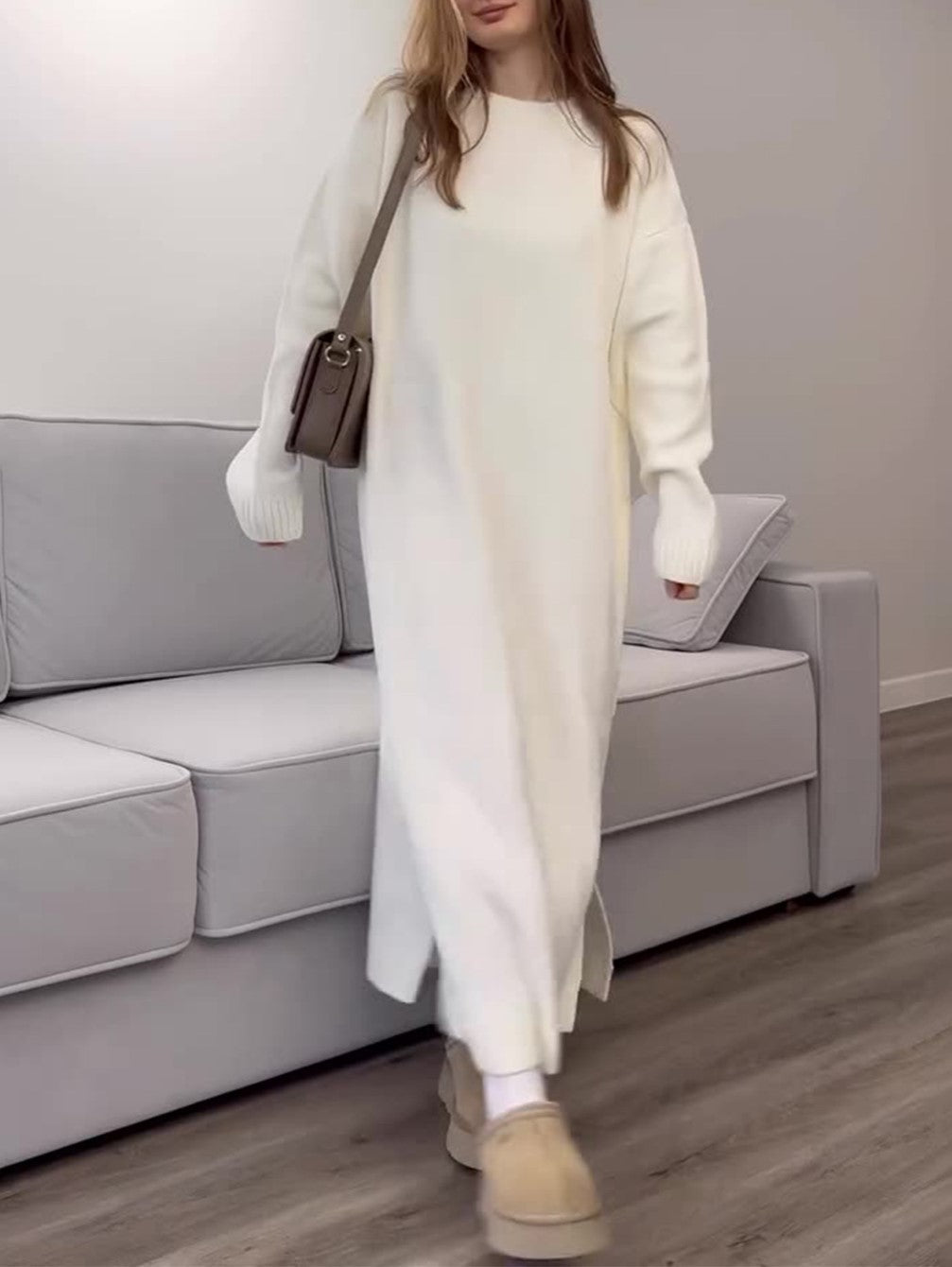 Slouchy Knit Crewneck Maxi Dress