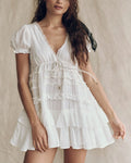 Coquette Ruffle Tiered Babydoll Mini Dress - White