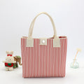 Houndstooth Knit Handbag Tote With Snap - Stripe_Red