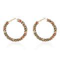 Festive Crystal Cluster Hoop Earrings - Gold
