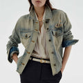 Western Distressed Washed Denim Jacket - Light