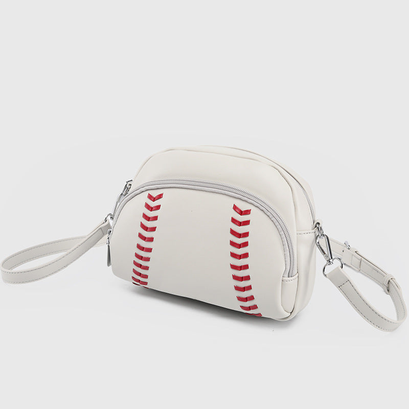 Baseball Stitch Dome Crossbody Bag - White - 1