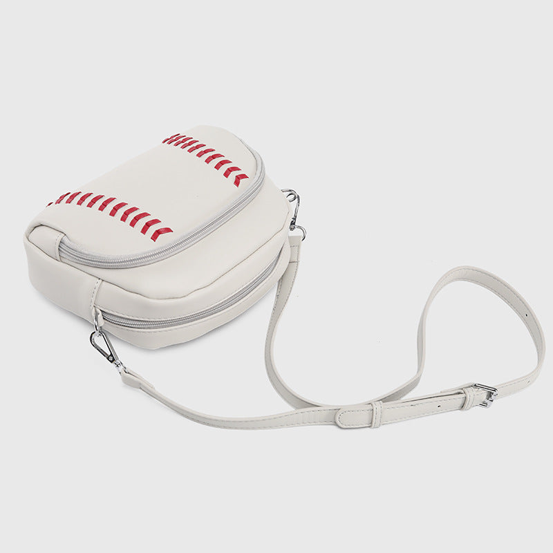 Baseball Stitch Dome Crossbody Bag - White - 2
