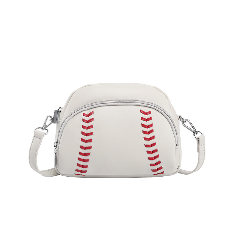 Baseball Stitch Dome Crossbody Bag - White - 4