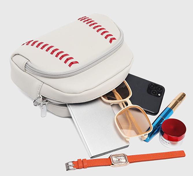 Baseball Stitch Dome Crossbody Bag - White - 6
