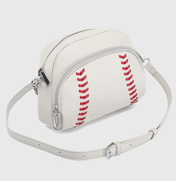 Baseball Stitch Dome Crossbody Bag - White - 8