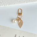 Textured Metal Leaf Dangle Bag Charm Keychain - Color_03