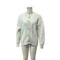 Diamond Cable Knit Button Front Cardigan - Apricot