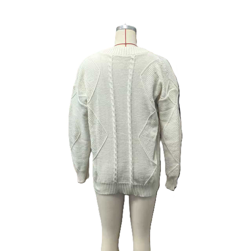 Diamond Cable Knit Button Front Cardigan - Apricot - 1