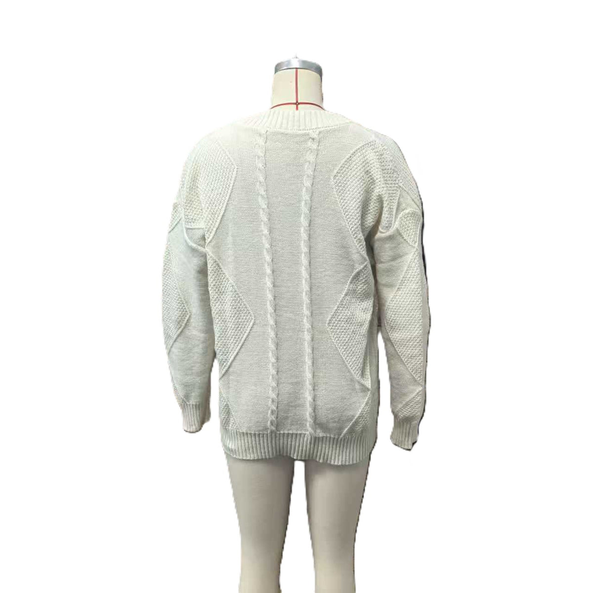 Diamond Cable Knit Button Front Cardigan - Apricot - 1