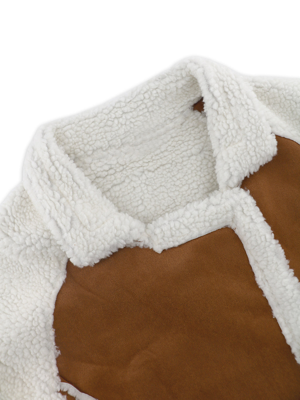 Faux Shearling Aviator Zip Jacket - Brown - 2