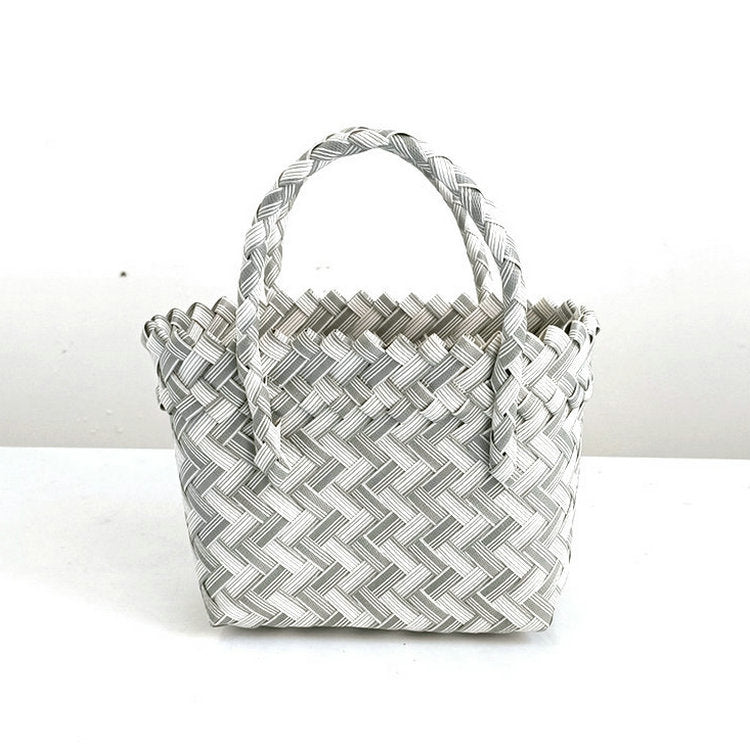 Chevron Woven Drawstring Basket Bag - Color_29