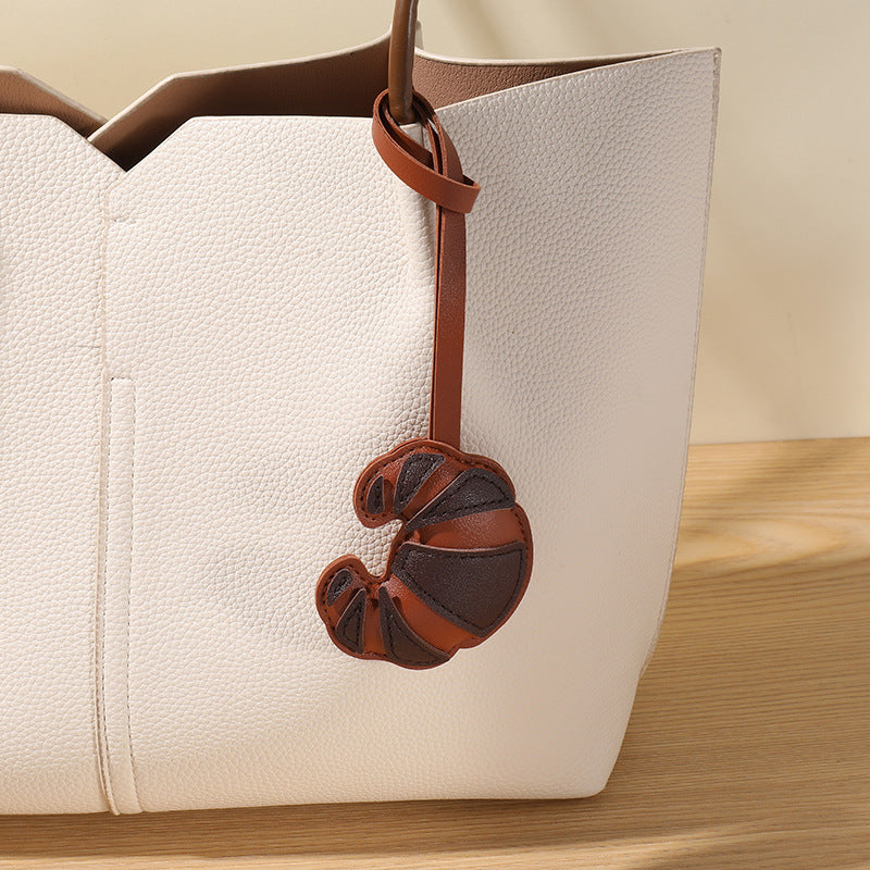 Puffy Croissant Bag Charm With Loop Strap - C1