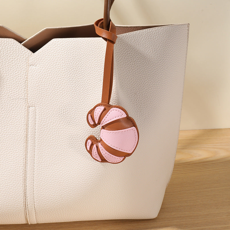 Puffy Croissant Bag Charm With Loop Strap - C4