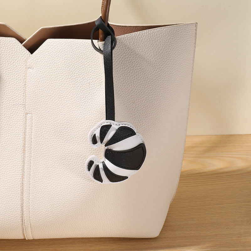 Puffy Croissant Bag Charm With Loop Strap - C5