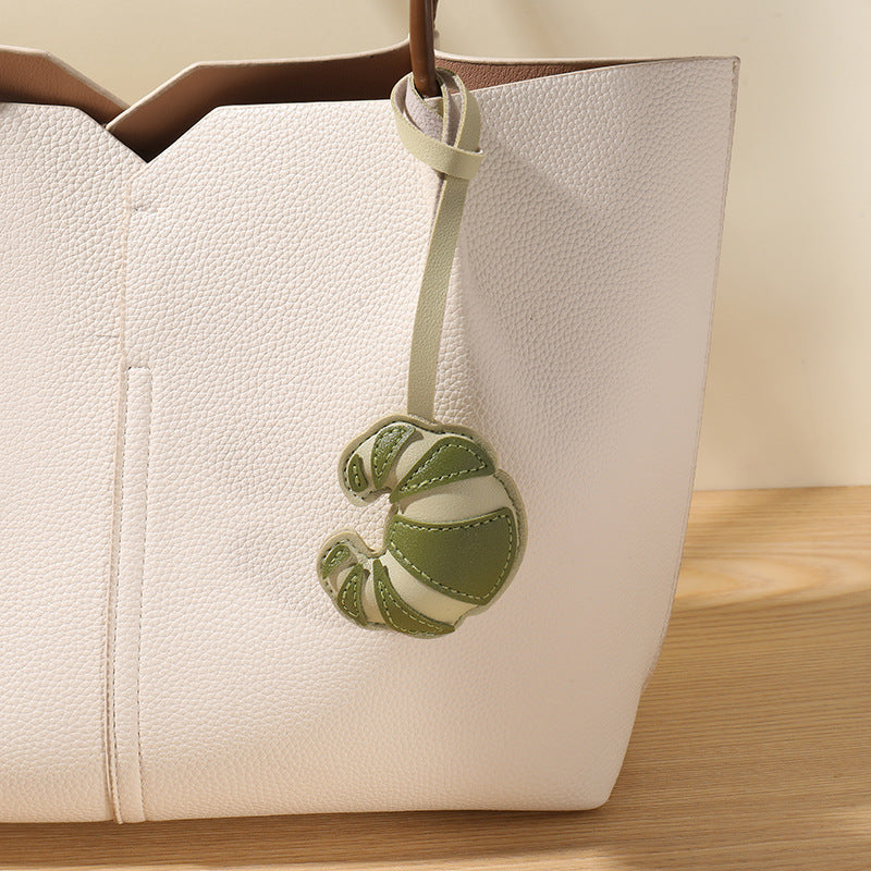 Puffy Croissant Bag Charm With Loop Strap - C6