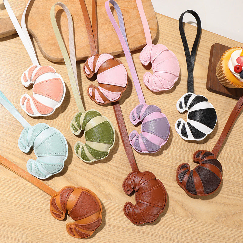 Puffy Croissant Bag Charm With Loop Strap