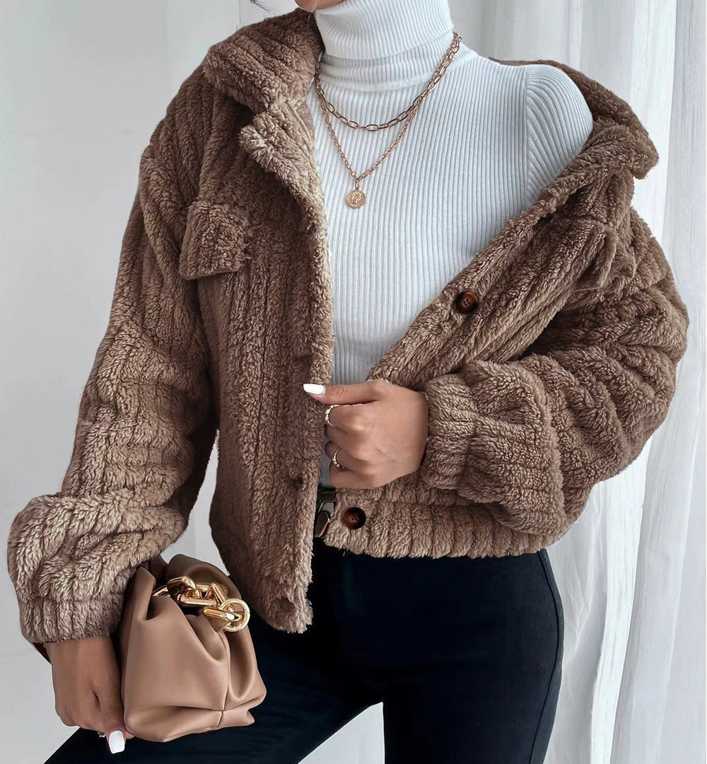 Cable Textured Fleece Button Front Coat - view 1