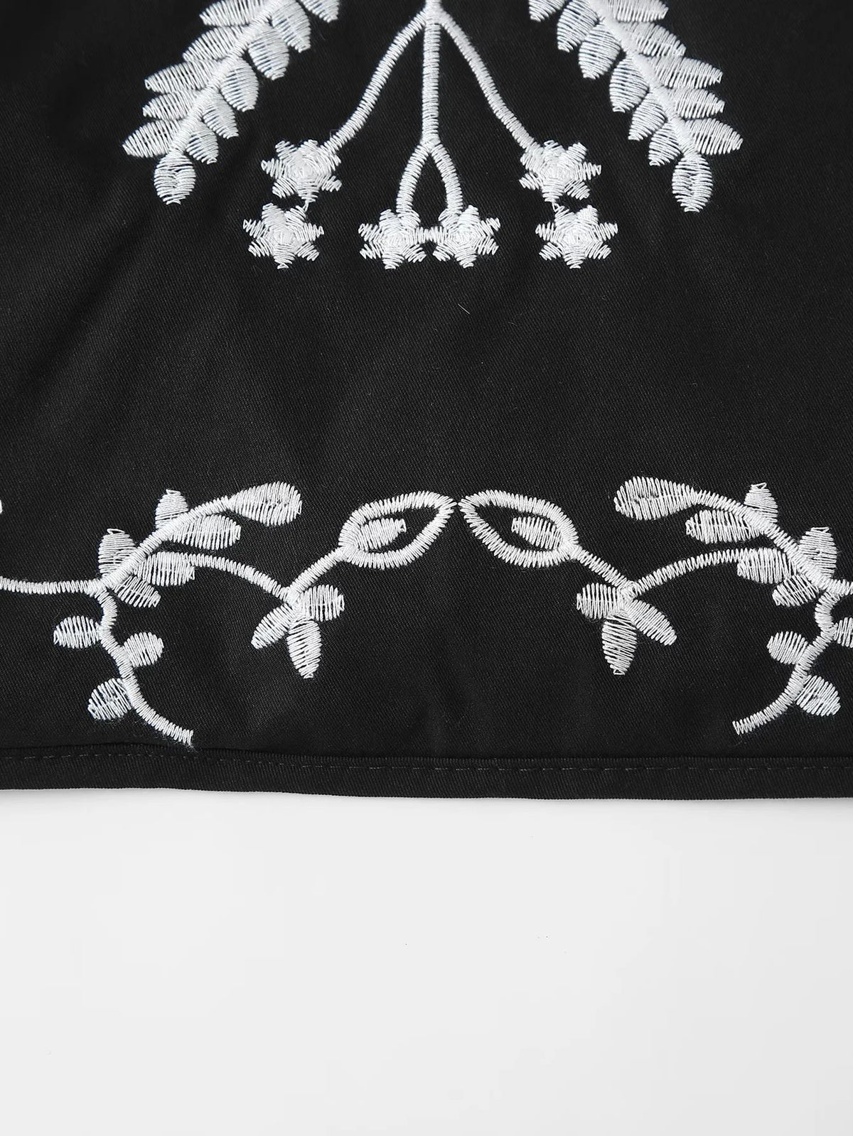 Floral Embroidered Tie Front Sleeveless Vest - Black - 10