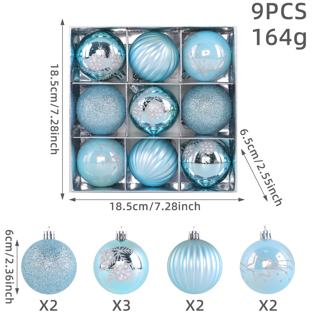 Christmas Tree Ball Ornaments 9 Piece Boxed Set - Lightblue