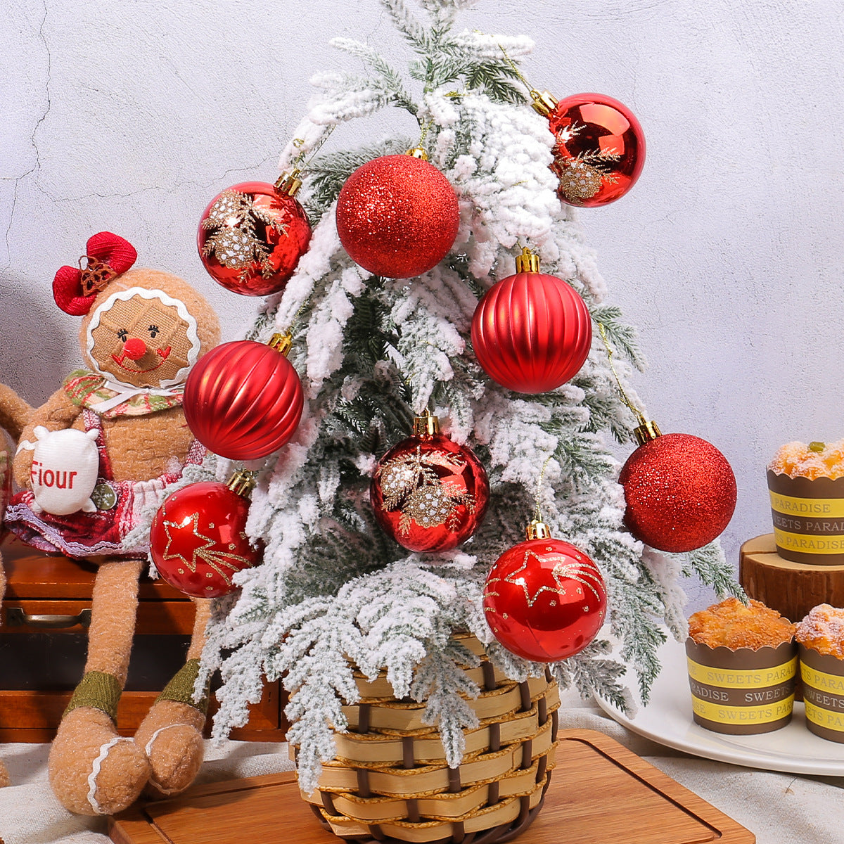 Christmas Tree Ball Ornaments 9 Piece Boxed Set - Silvery - 1