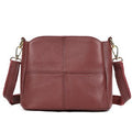 Pebbled Leather Crossbody Bag With Two Straps - Wine Red