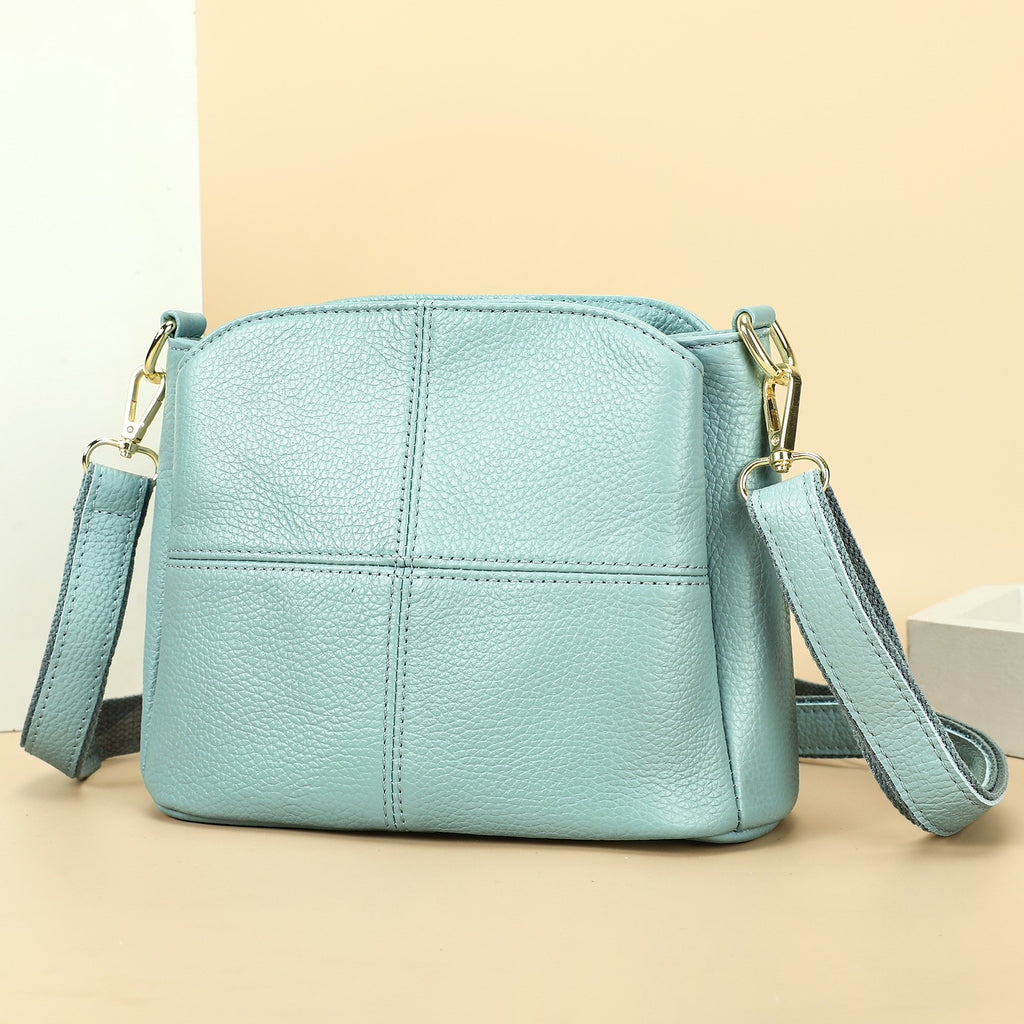 Pebbled Leather Crossbody Bag With Two Straps