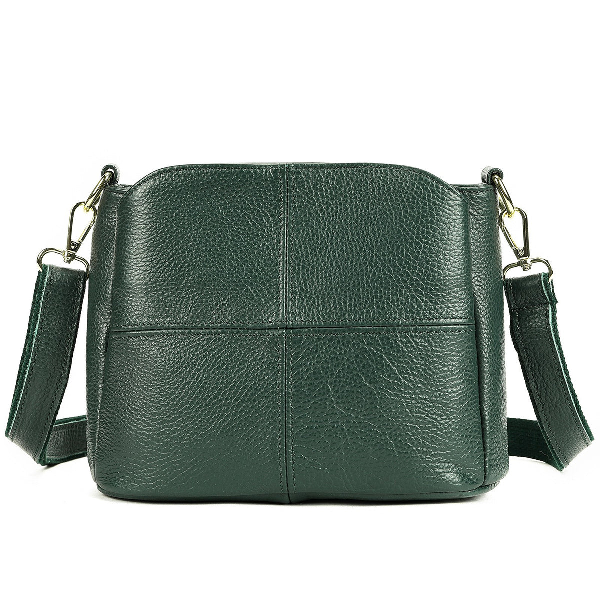Pebbled Leather Crossbody Bag With Two Straps