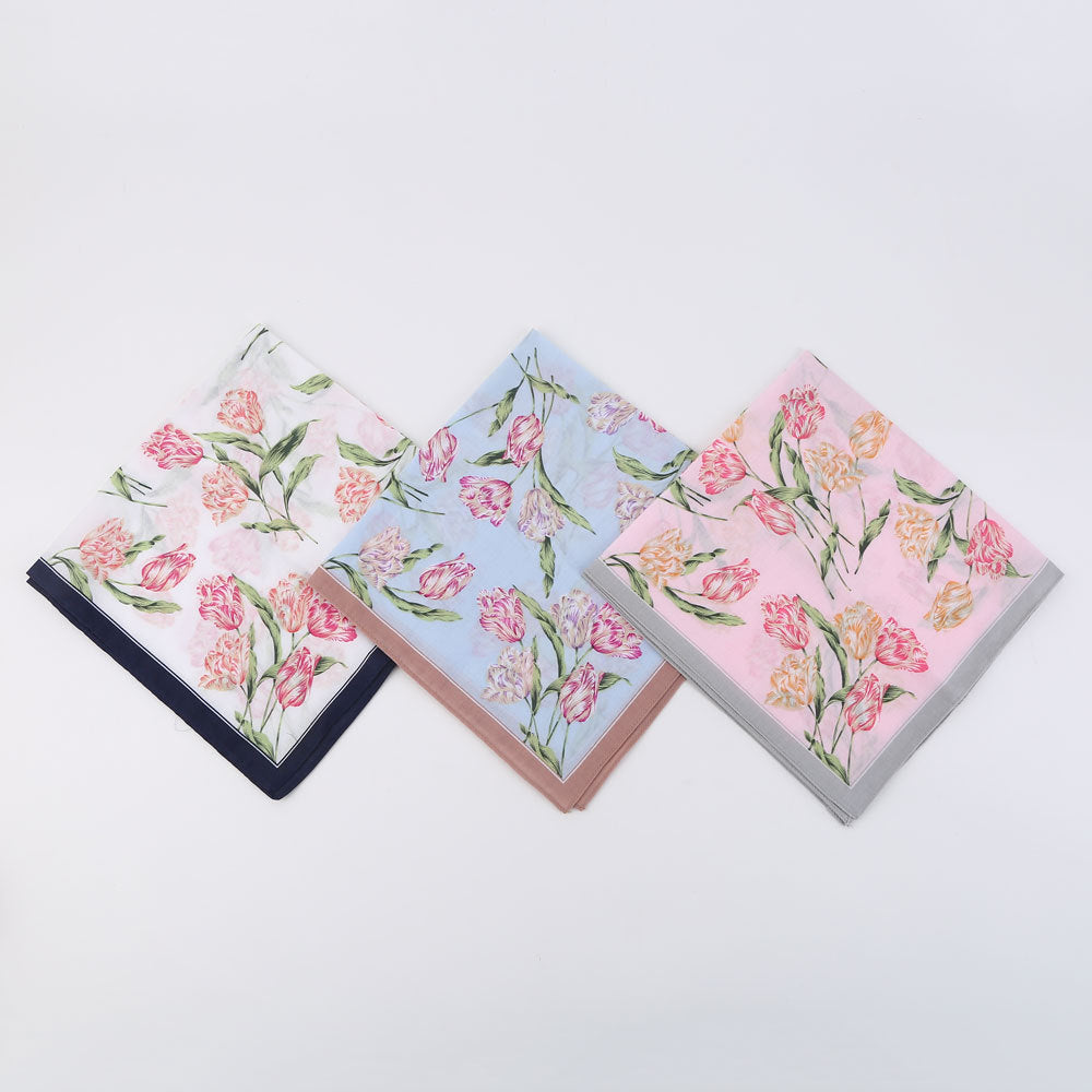 Rose Bouquet Print Cotton Bandana Scarf - NO03