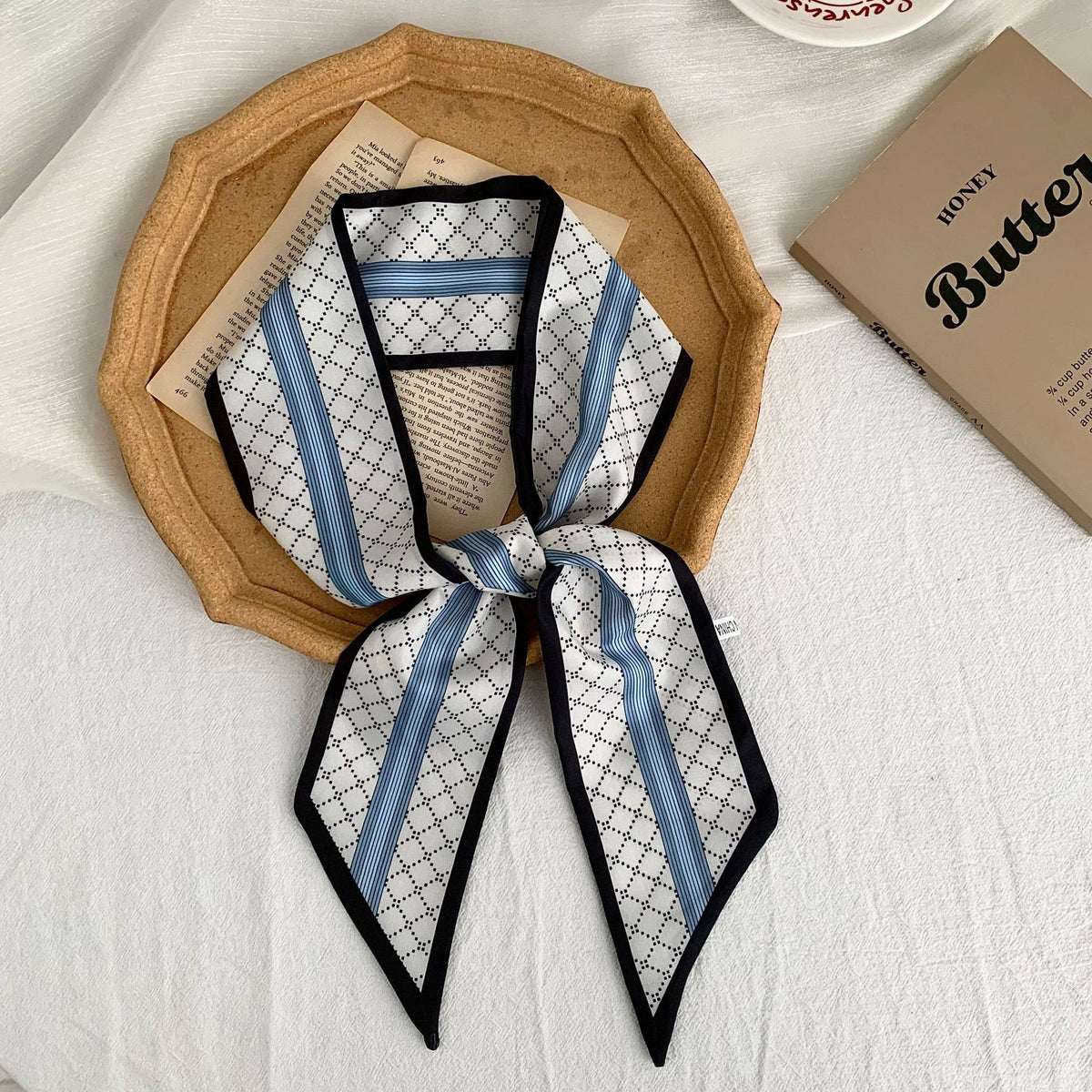 Skinny Silky Neck Scarf With Classic Mixed Prints - C4