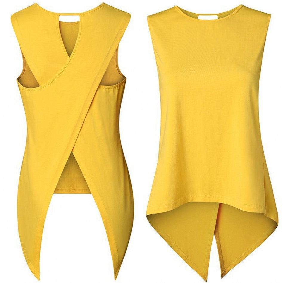 Crossover Asymmetric Hem Sleeveless Top