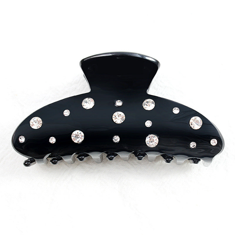 Coquette Rhinestone Charm Hair Claw Clips - Black